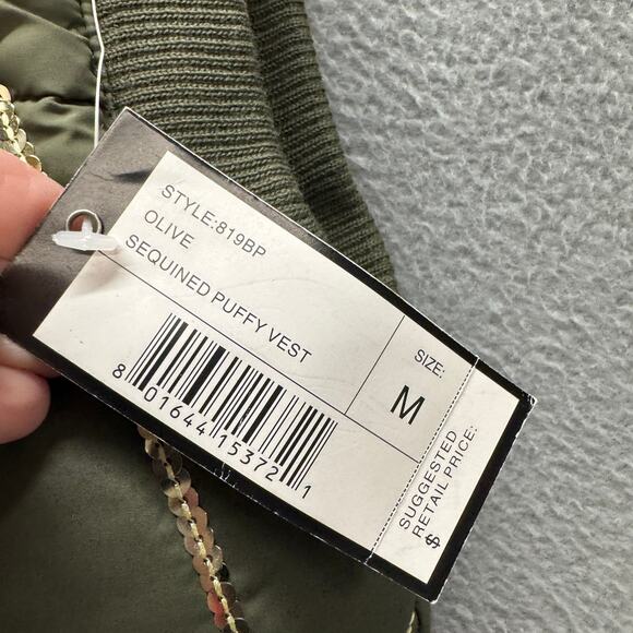 Vintage Baby Phat Jacket Puffer Vest Sequined Y2K Snap Up Womens Medium NOS NEW - Picture 5 of 15